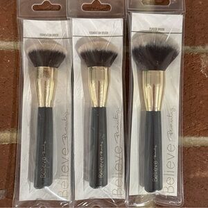 Powder Brush Domed Shape Believe Beauty Apply Set Blend BRUSHES Lot of 3 NEW